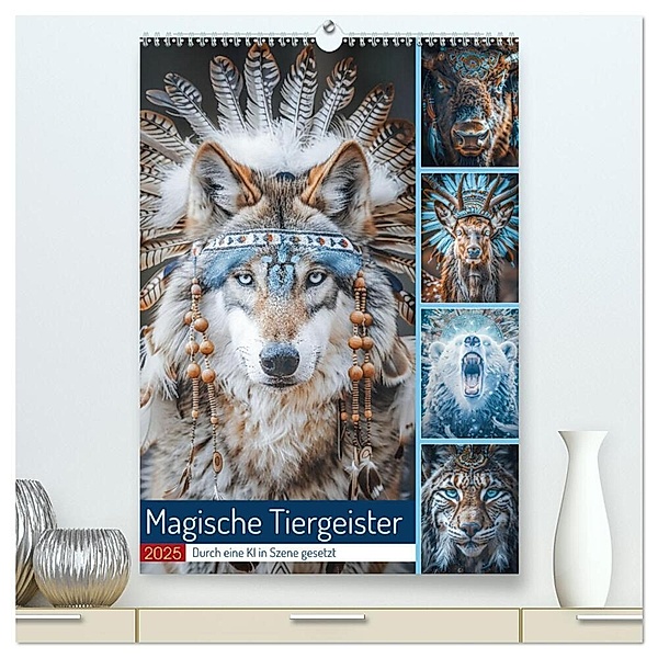 Magische Tiergeister (hochwertiger Premium Wandkalender 2025 DIN A2 hoch), Kunstdruck in Hochglanz, Calvendo, Steffen Gierok-Latniak