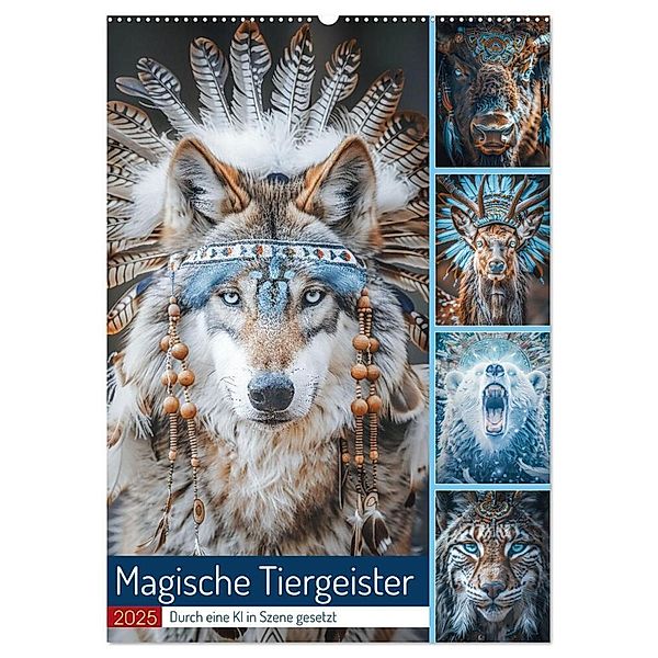 Magische Tiergeister (Wandkalender 2025 DIN A2 hoch), CALVENDO Monatskalender, Calvendo, Steffen Gierok-Latniak