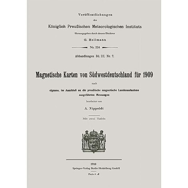 Magnetische Karten von Südwestdeutschland für 1909, Alfred Nippoldt