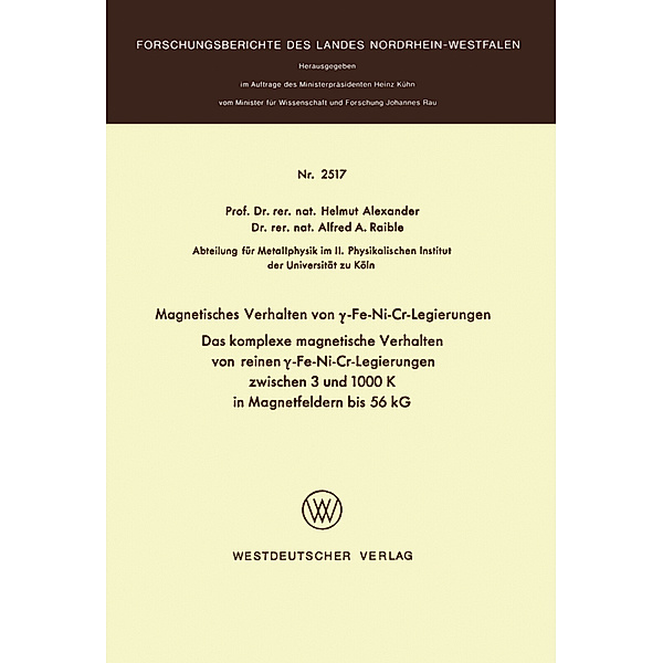 Magnetisches Verhalten von  -Fe-Ni-Cr-Legierungen, Helmut Alexander