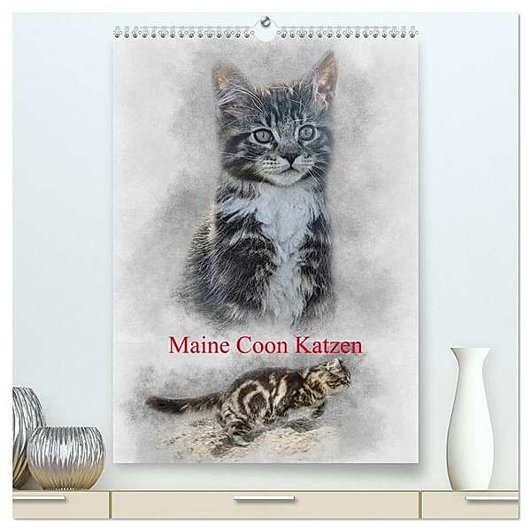 Maine Coon Katzen (hochwertiger Premium Wandkalender 2024 DIN A2 hoch), Kunstdruck in Hochglanz, Alain Gaymard