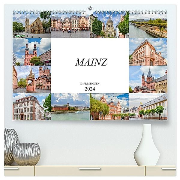 Mainz Impressionen (hochwertiger Premium Wandkalender 2024 DIN A2 quer), Kunstdruck in Hochglanz, Dirk Meutzner
