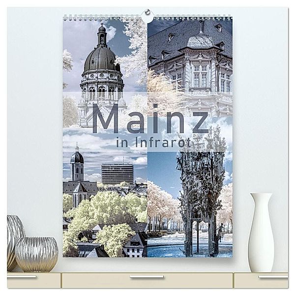 MAINZ IN INFRAROT (hochwertiger Premium Wandkalender 2024 DIN A2 hoch), Kunstdruck in Hochglanz, Silke M. Kemmer