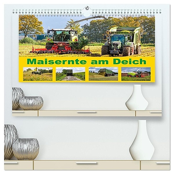 Maisernte am Deich (hochwertiger Premium Wandkalender 2024 DIN A2 quer), Kunstdruck in Hochglanz, Andreas Jannusch