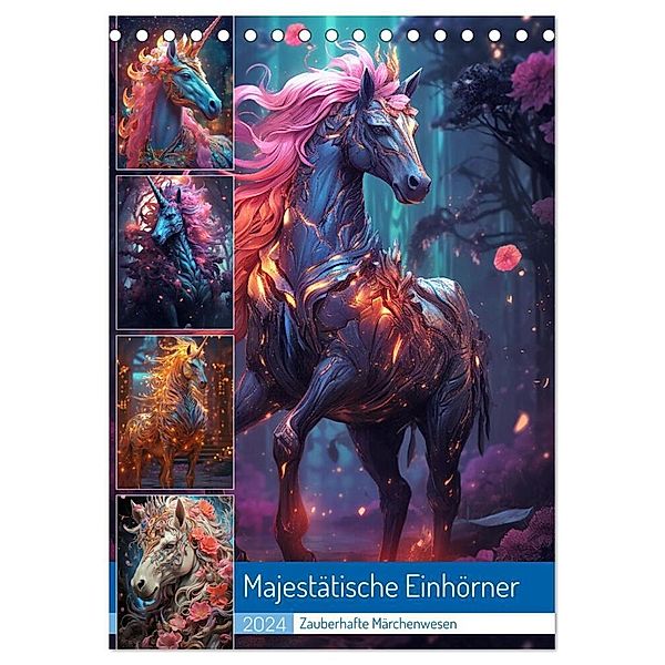 Majestätische Einhörner (Tischkalender 2024 DIN A5 hoch), CALVENDO Monatskalender, Steffen Gierok-Latniak