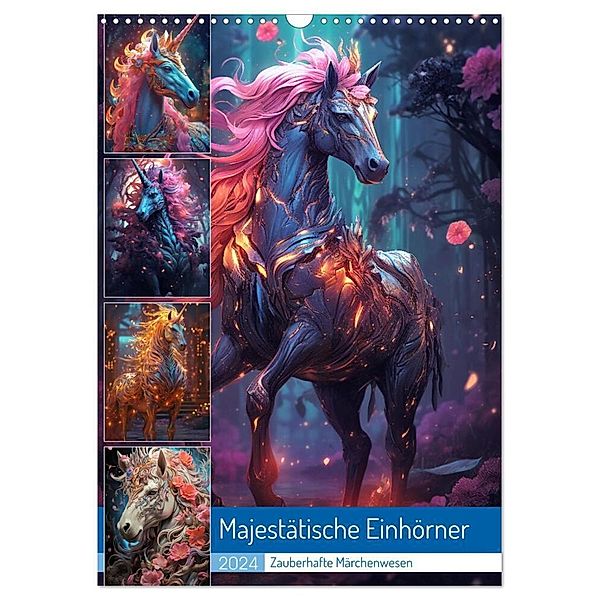Majestätische Einhörner (Wandkalender 2024 DIN A3 hoch), CALVENDO Monatskalender, Steffen Gierok-Latniak
