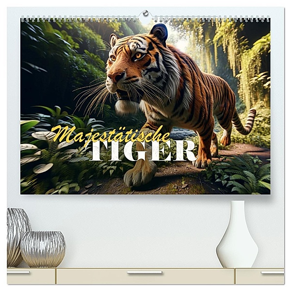 Majestätische Tiger (hochwertiger Premium Wandkalender 2025 DIN A2 quer), Kunstdruck in Hochglanz, Calvendo, Peter R. Stuhlmann