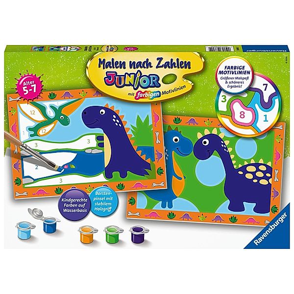 Ravensburger Verlag Mal-Set MALEN NACH ZAHLEN - LAND DER DINOSAURIER