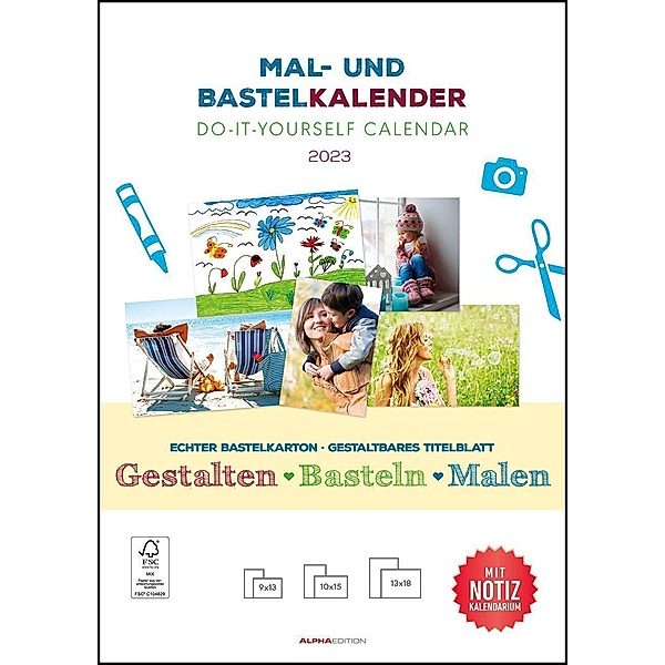 Mal- und Bastelkalender 2023 mit Platz für Notizen - weiß - 21 x 29,7 - Do it yourself calendar A4 - datiert - Foto-Kale