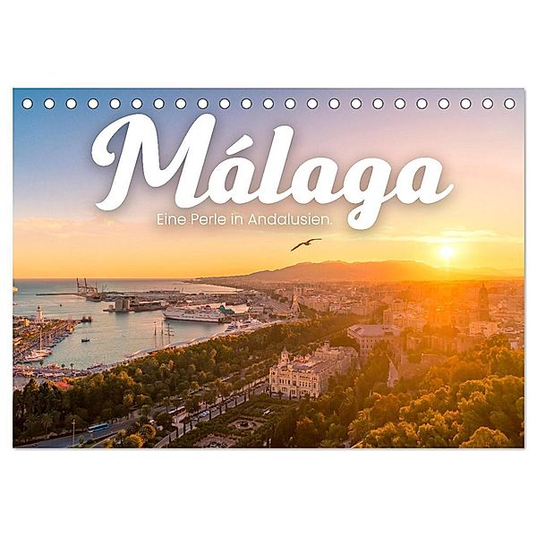 Málaga - Eine Perle in Andalusien. (Tischkalender 2024 DIN A5 quer), CALVENDO Monatskalender, SF