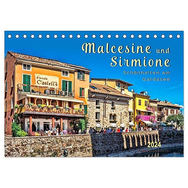 Malcesine und Sirmione, Schönheiten am Gardasee (Tischkalender 2024 DIN A5 quer), CALVENDO Monatskalender, Peter Roder