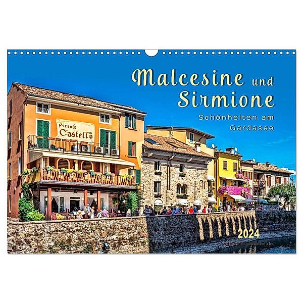 Malcesine und Sirmione, Schönheiten am Gardasee (Wandkalender 2024 DIN A3 quer), CALVENDO Monatskalender, Peter Roder