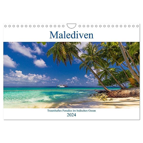 Malediven - Traumhaftes Paradies im Indischen Ozean (Wandkalender 2024 DIN A4 quer), CALVENDO Monatskalender, Elly Heuvers