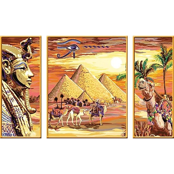 Malen nach Zahlen - Jeder kann malen (Mal-Sets), dreiteilige Maltafel: Geheimnisvolles Ägypten