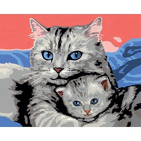 Malen nach Zahlen - Jeder kann malen (Mal-Sets), Bildgröße: 24 x 30 cm: Katzenliebe