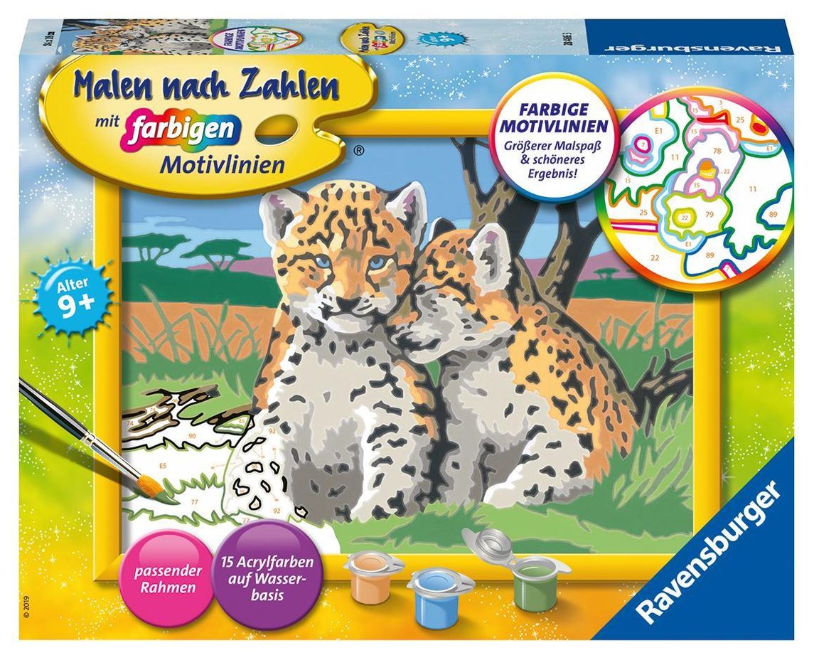 Malen nach Zahlen - Jeder kann malen Mal-Sets, Bildgrösse: 18 x 24 cm:  Ravensburger Malen nach Zahlen 28486 - Kleine Leoparden - Kinder ab 9  Jahren | Weltbild.ch