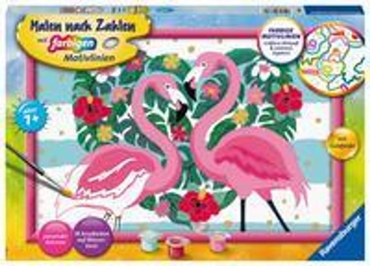 Malen nach Zahlen - Jeder kann malen Mal-Sets, Bildgrösse: 31 x 21 cm:  Ravensburger Malen nach Zahlen 28782 - Liebenswerte Flamingos - Kinder ab 7  Jahren | Weltbild.ch