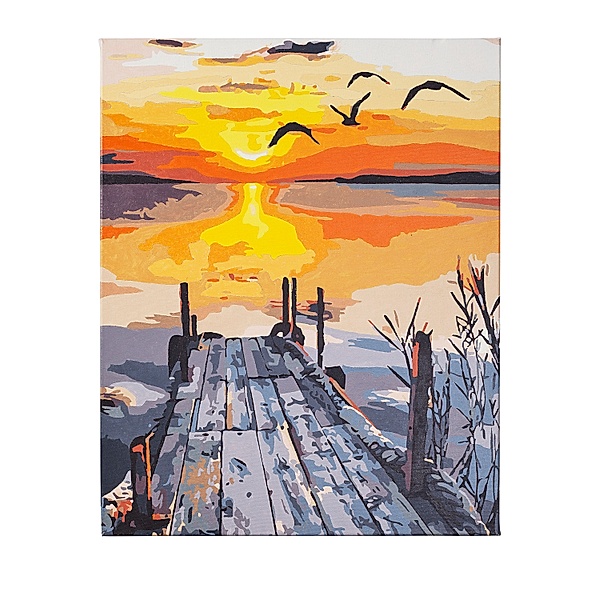 Malen nach Ziffern Sonnenuntergang am Steg 40 x 50 cm