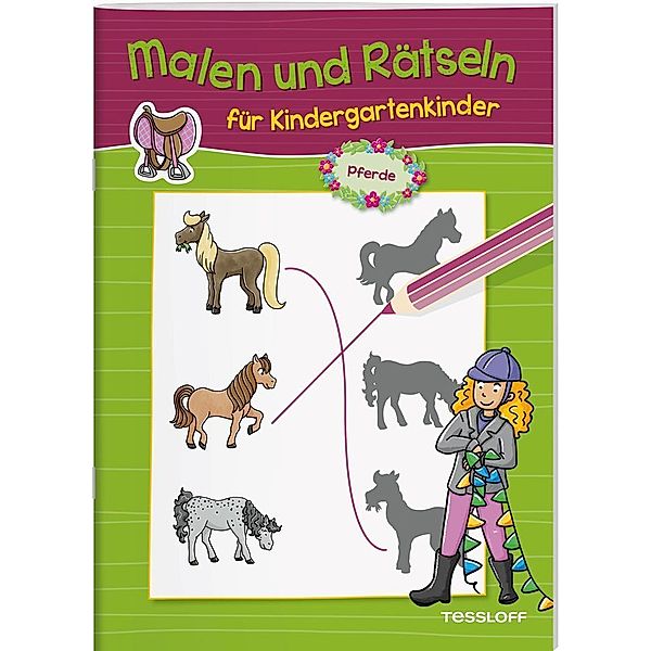 Malen und Rätseln für Kindergartenkinder. Pferde