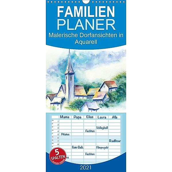 Malerische Dorfansichten in Aquarell - Familienplaner hoch (Wandkalender 2021 , 21 cm x 45 cm, hoch), Jitka Krause