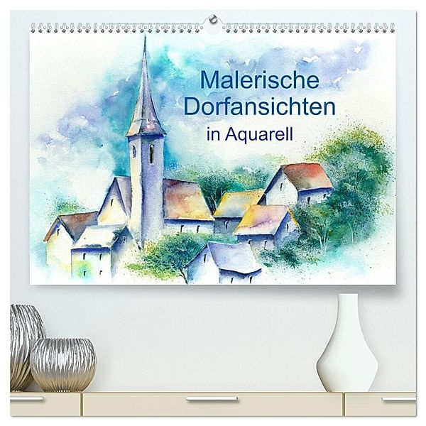 Malerische Dorfansichten in Aquarell (hochwertiger Premium Wandkalender 2024 DIN A2 quer), Kunstdruck in Hochglanz, Jitka Krause