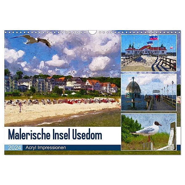 Malerische Insel Usedom - Acryl Impressionen (Wandkalender 2024 DIN A3 quer), CALVENDO Monatskalender, Anja Frost