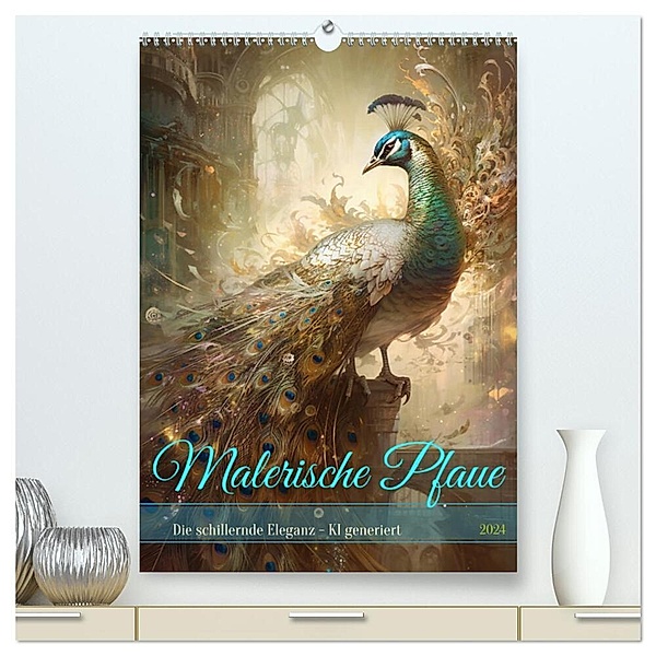 Malerische Pfaue (hochwertiger Premium Wandkalender 2024 DIN A2 hoch), Kunstdruck in Hochglanz, Cathrin Illgen