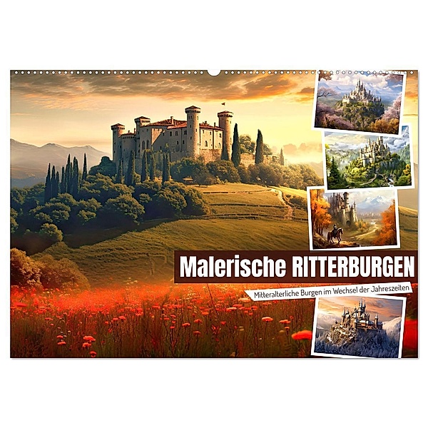 Malerische Ritterburgen (Wandkalender 2024 DIN A2 quer), CALVENDO Monatskalender, Sabine Löwer