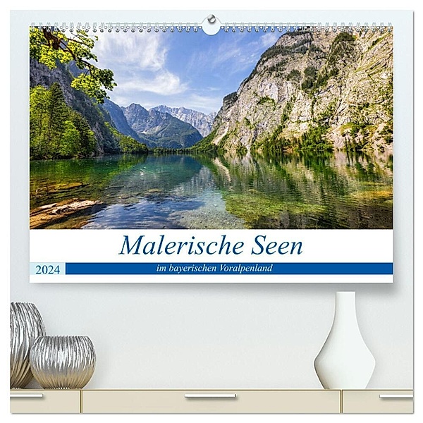 Malerische Seen im bayerischen Voralpenland (hochwertiger Premium Wandkalender 2024 DIN A2 quer), Kunstdruck in Hochglanz, Thomas Rosier (Videografic)