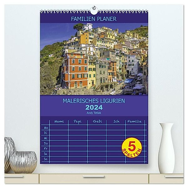 Malerisches Ligurien (hochwertiger Premium Wandkalender 2024 DIN A2 hoch), Kunstdruck in Hochglanz, Andy Tetak
