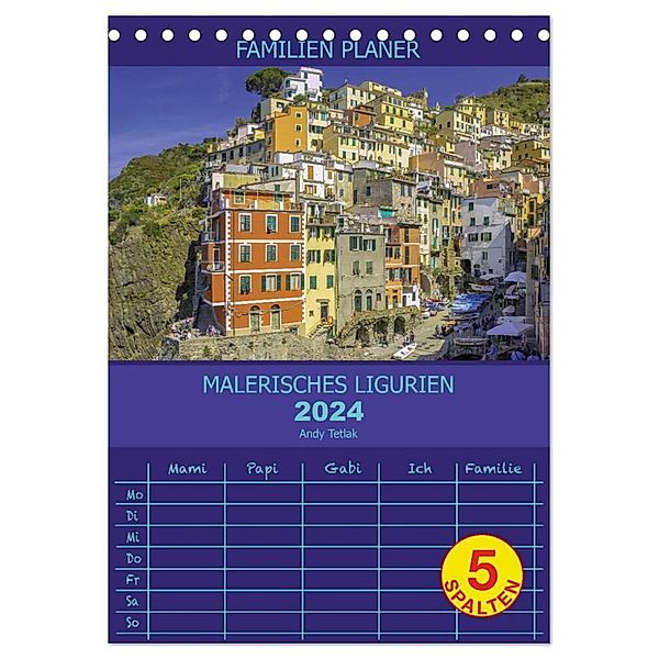 Malerisches Ligurien (Tischkalender 2024 DIN A5 hoch), CALVENDO Monatskalender, Andy Tetak