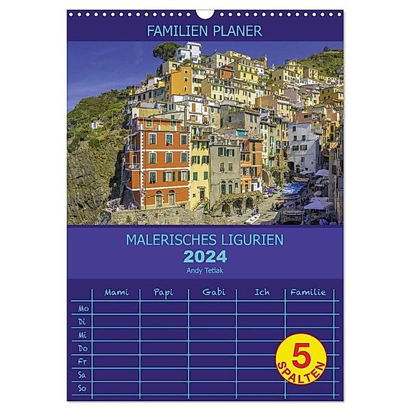 Malerisches Ligurien (Wandkalender 2024 DIN A3 hoch), CALVENDO Monatskalender, Andy Tetak