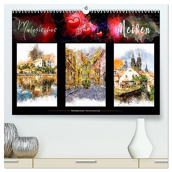Malerisches Meißen (hochwertiger Premium Wandkalender 2025 DIN A2 quer), Kunstdruck in Hochglanz, Calvendo, Peter Roder