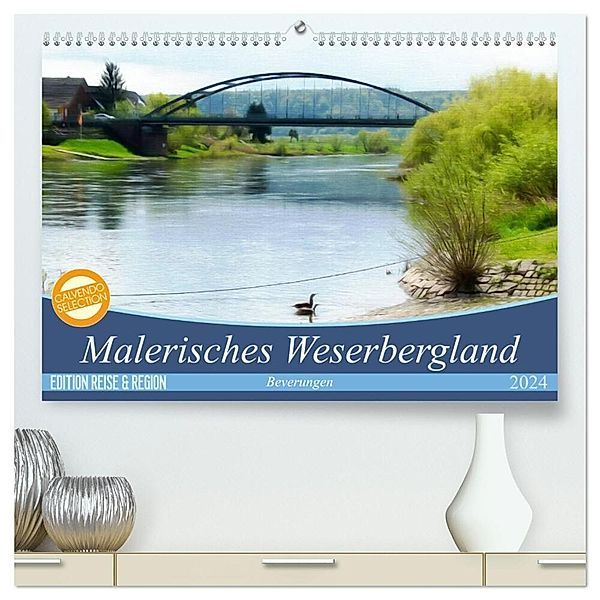 Malerisches Weserbergland - Beverungen (hochwertiger Premium Wandkalender 2024 DIN A2 quer), Kunstdruck in Hochglanz, Sonja Tessen