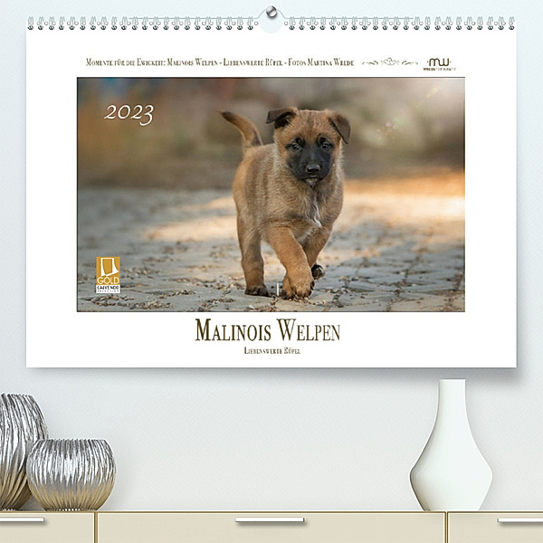Malinois Welpen - Liebenswerte Rüpel (Premium, hochwertiger DIN A2 Wandkalender 2023, Kunstdruck in Hochglanz), Martina Wrede