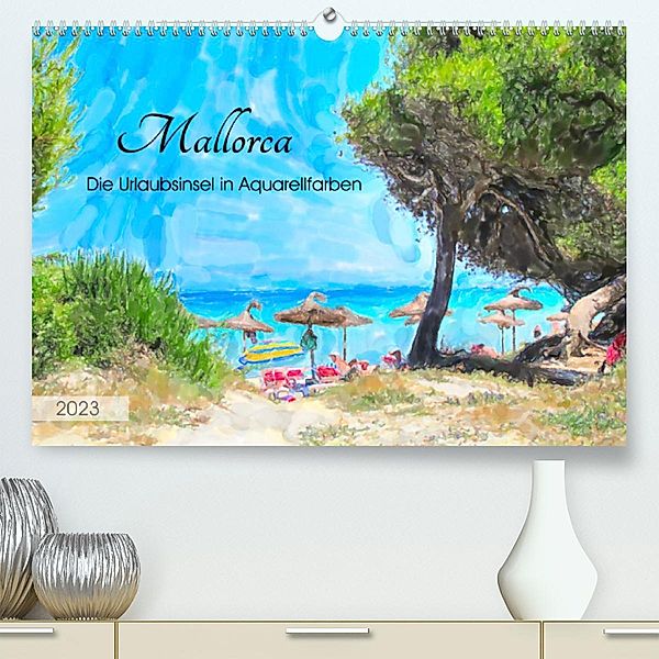 Mallorca - Die Urlaubsinsel in Aquarellfarben (Premium, hochwertiger DIN A2 Wandkalender 2023, Kunstdruck in Hochglanz), Anja Frost