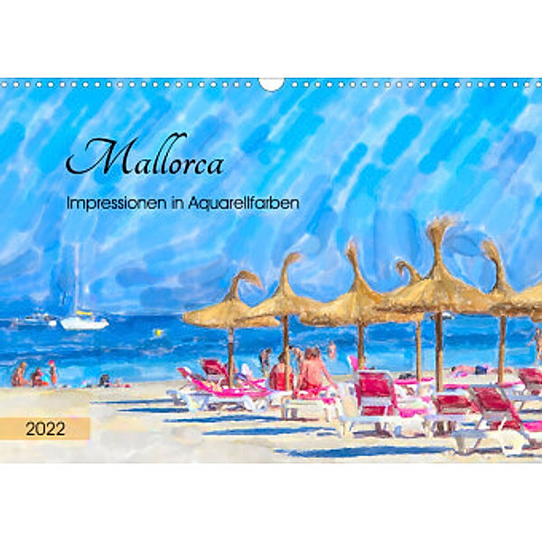 Mallorca - Impressionen in Aquarellfarben (Wandkalender 2022 DIN A3 quer), Anja Frost