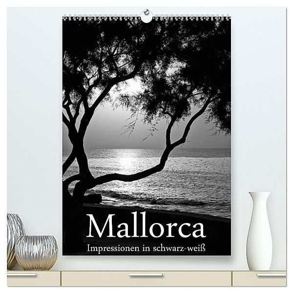 Mallorca Impressionen in schwarz-weiss (hochwertiger Premium Wandkalender 2024 DIN A2 hoch), Kunstdruck in Hochglanz, Brigitte Stehle