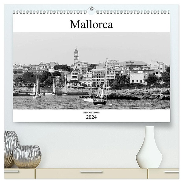 Mallorca monochrom (hochwertiger Premium Wandkalender 2024 DIN A2 quer), Kunstdruck in Hochglanz, Happyroger
