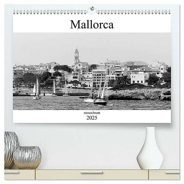 Mallorca monochrom (hochwertiger Premium Wandkalender 2025 DIN A2 quer), Kunstdruck in Hochglanz, Calvendo, Happyroger