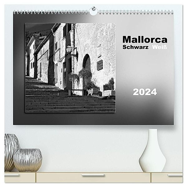 Mallorca Schwarz Weiß (hochwertiger Premium Wandkalender 2024 DIN A2 quer), Kunstdruck in Hochglanz, Klaus Kolfenbach