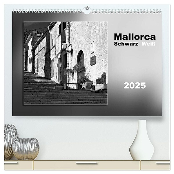 Mallorca Schwarz Weiß (hochwertiger Premium Wandkalender 2025 DIN A2 quer), Kunstdruck in Hochglanz, Calvendo, Klaus Kolfenbach