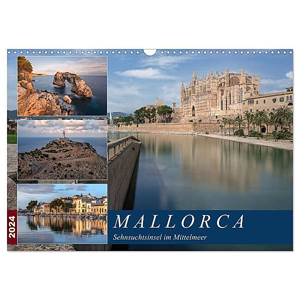 Mallorca, Sehnsuchtsinsel im Mittelmeer (Wandkalender 2024 DIN A3 quer), CALVENDO Monatskalender, Joana Kruse
