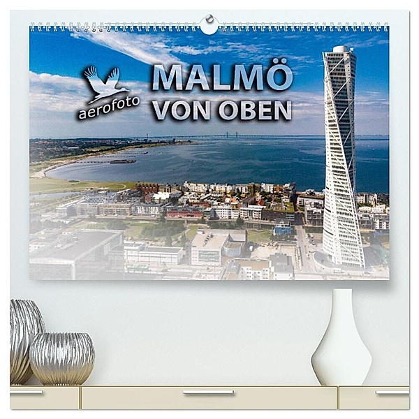 Malmö von oben (hochwertiger Premium Wandkalender 2024 DIN A2 quer), Kunstdruck in Hochglanz, Daniela Kloth & Ralf Roletschek