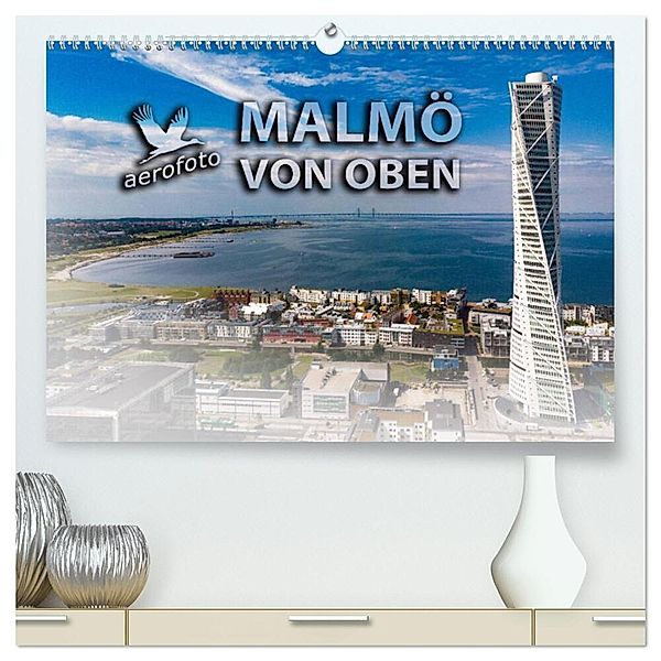 Malmö von oben (hochwertiger Premium Wandkalender 2025 DIN A2 quer), Kunstdruck in Hochglanz, Calvendo, Daniela Kloth & Ralf Roletschek