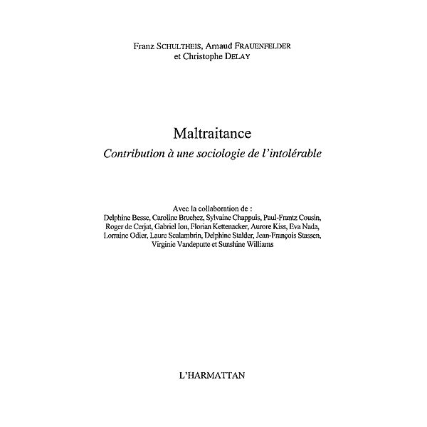 Maltraitance-Contribution a une sociolog / Hors-collection, Alexie Tcheuyap