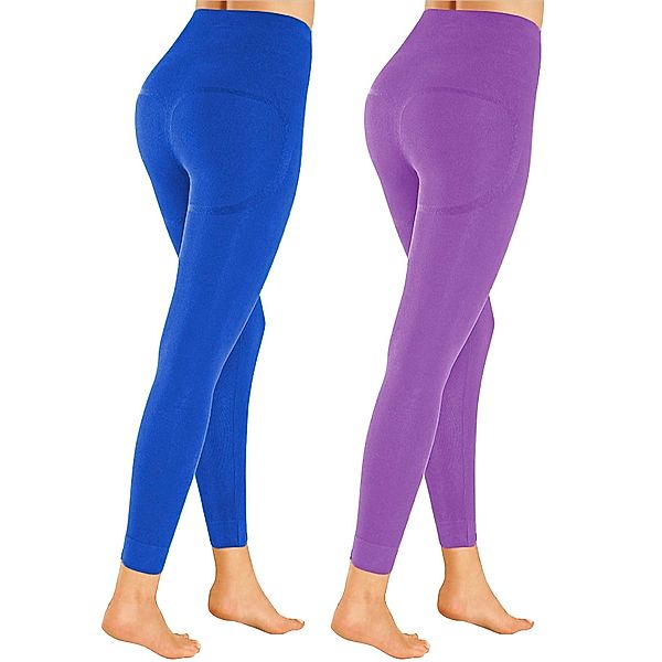 Mamma Mia! Premium Schlank-Leggings, 2er-Set, blau + violett (Größe: L)