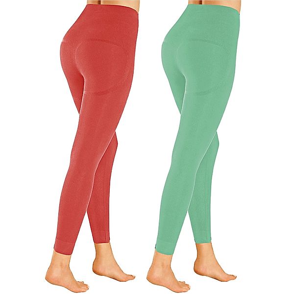 Mamma Mia! Premium Schlank-Leggings, 2er-Set, koralle + mint (Größe: M)