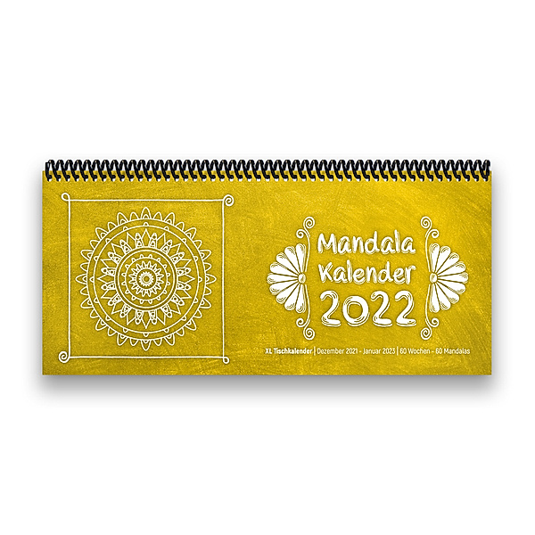 Mandala-Tischkalender 2022 XL, gelb
