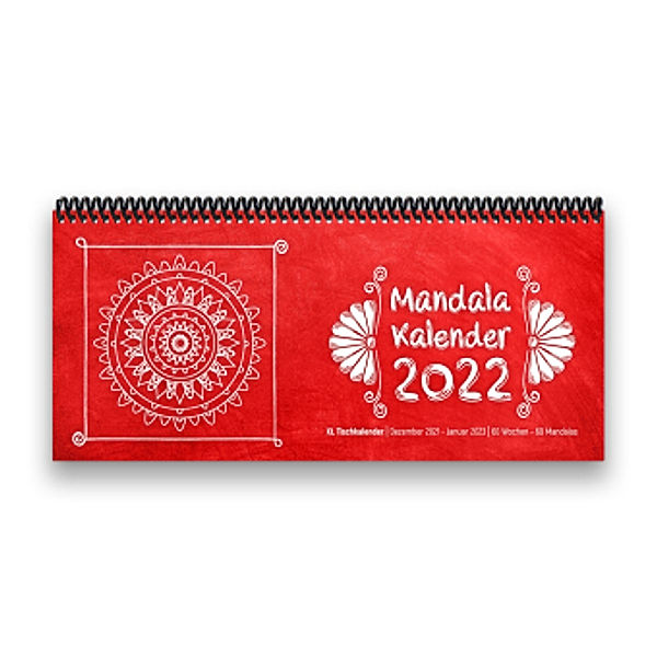 Mandala-Tischkalender 2022 XL, rot